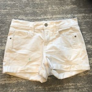 Old Navy White Mid-Rise Boyfriend Distressed Cut-Off Jean Shorts